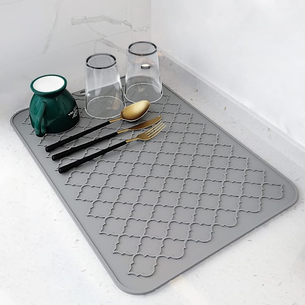 Disktorkmattor för köksbänk Värmebeständig matta Köksprylar Kökstillbehör (12" x 16, GRÅ)