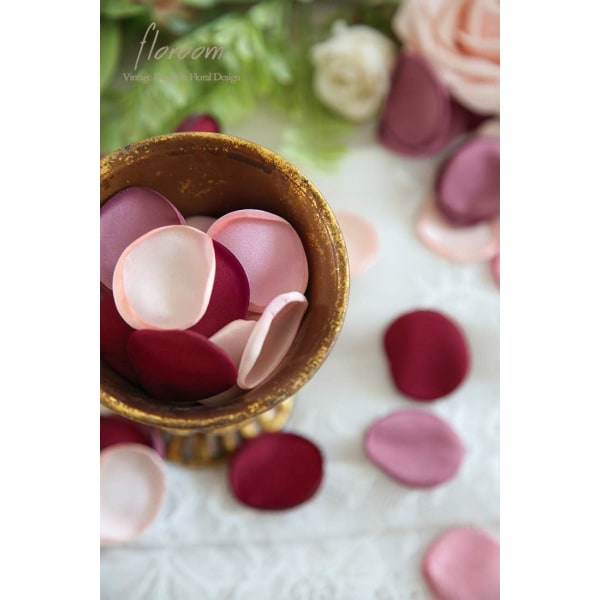 400 stk. Silkeblader av roser, burgunder, mørkerød, blomsterblader til bryllup, blomsterpikekurv, midtgangsstrø, middagsbordpynt, festkonfetti, brudeshow