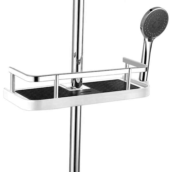 Hänghylla för duschstång, Badrumshyllor, Display Organizer med skena, Ingen borrning, Plast