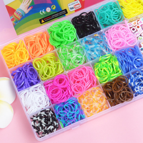 32 gitter regnbåge gummiband flätare manuell gör-det-själv-material färgglad väska gummiband pussel barnleksaksarmband