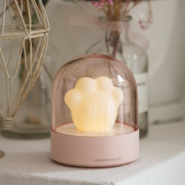 En rosa tecknad söt kattklolampa musik USB uppladdningsbar nattlampa sovrum säng sovljus present
