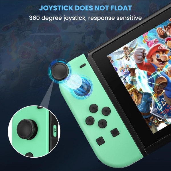 Trådlös handkontroll kompatibel för Nintendo Switch, Oled, Lite Gamepad Joystick (l/r) Ersättning med Rgb höger green+blue