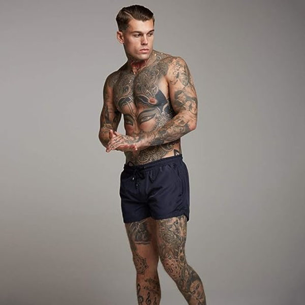 Badbyxor för män Boxer Sport Korta byxor Strand Fritid Justerbar dragsko (M)