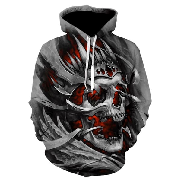 Unisex 3D Digitaltrykt Hættetrøje Nyskabende Kranie Sweatshirt Pullover