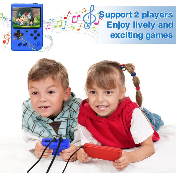 Inbyggd 500 klassiska spel retro videospelskonsol barnpresenter för par, vuxna, barn, pojkar blå