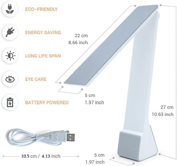 Uppladdningsbar LED Bordslampa Touch Sensor Skrivbordslampa Sovrum Vila
