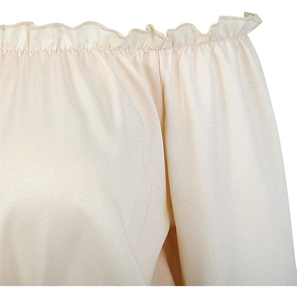 Långärmad off-shulder utsvängd, viktorianska kläder från mitten av århundradet för kvinnor (beige, M)