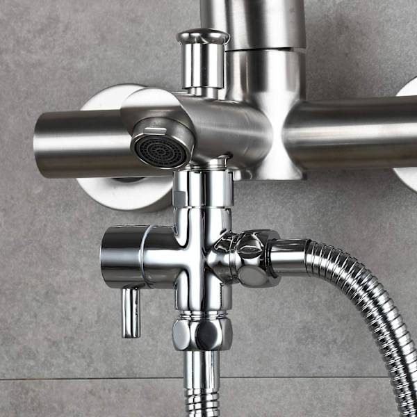 Trevägsventil i massiv mässing G1/2" Handdusch Duschkomponenter Universal , krom DSF007
