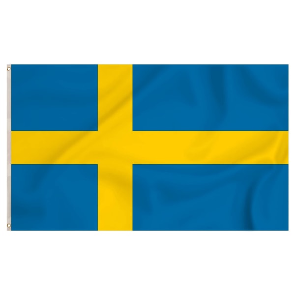 Flagga Svenska Nationell Flaggan 150 x 90 cm Med Metallöglor