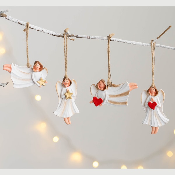4 jul nordiskt dekorativt hänge harts Ängel tjej flicka litet hänge julgransdekoration Juldekorationens storlek är annorlunda
