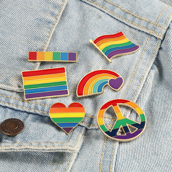 Sæt med 6 Rainbow Bridge nåle og metalnåle Cowboy tegneserie taske badge størrelser varierer