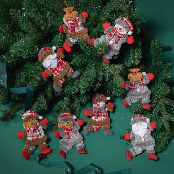 Juldekoration åtta dansande juldockor gammal snögubbe rådjur björn tygdockor julhänge presenter 18*16cm