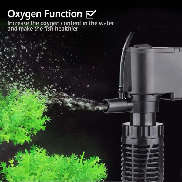 Akvarium dränkbar pump med filter 6W 600L/H Filter Vattenpump Hydroponisk dammtank 16x8cm BPS-6079