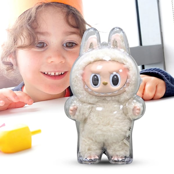 2 stk. Til Labubu Transparent beskyttende låg Monster Legetøj Opbevaringsboks Elf Plysdyr Display Låg til siddende stående dukketilbehør Första generationen