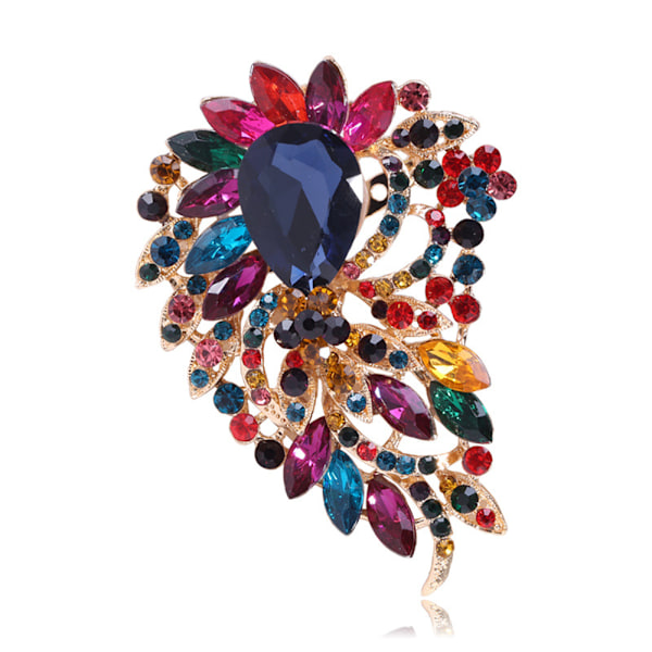 Crystal Geometry Flower Brosch Pins med Simulerad Pearl Bukett Smycken Tillbehör för kvinnor