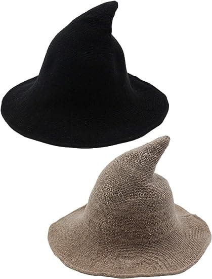 2-pack Halloween häxhatt Varma ullhattar för kvinnor Hal A