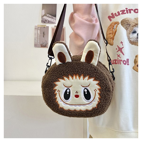 Labubu Cute Crossbody Labubu Cartoon axelväska myntväska barn kvinnlig plyschväska, barngåva brown 
