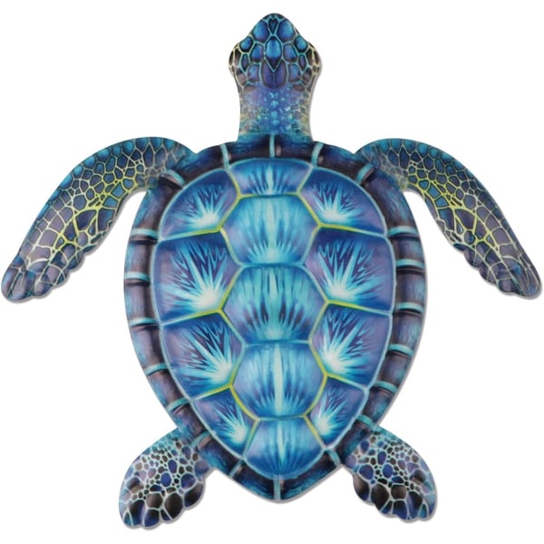 Metal Skildpadde Vægdekoration Skildpadde Vægkunst til Hjem Soveværelse Stue Kontor Have Hegn Akvarium Ocean Vægdekoration, Blå