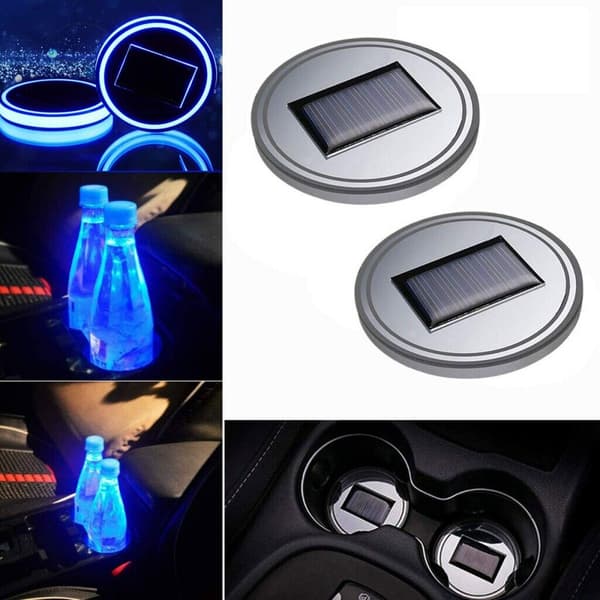 2 st LED Solcell Kopp Pad Biltillbehör Ljusskydd Interiör Dekorationsljus
