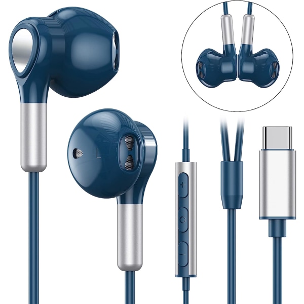 USB C-hörlurar för Samsung Galaxy S22 Ultra S21 FE S20 A53 USB C-hörlurar med in-ear-mikrofon USB-typ C trådbundna hörlurar för iPad Pro 2021/2020 iPa