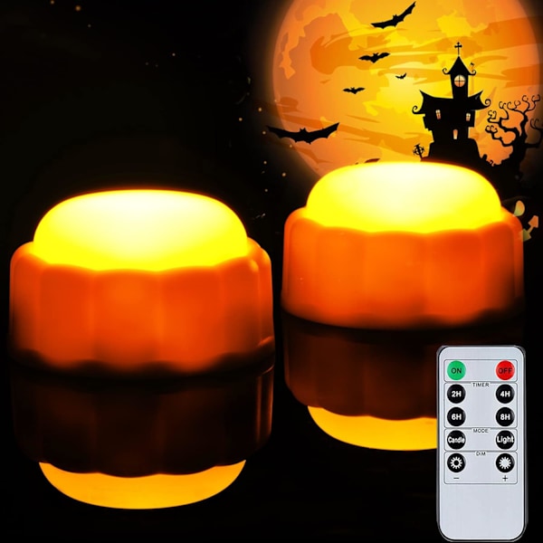 Halloween Lyse LED Gresskarlys med Fjernkontroll og Timer