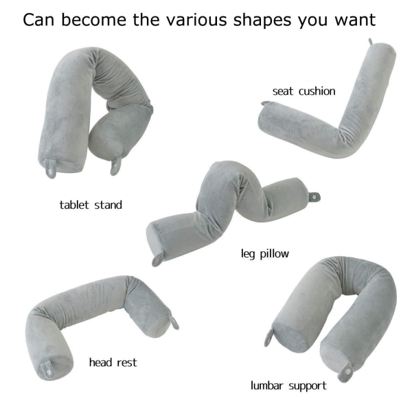 Resekudde - Memory Foam stödkudde för nacke, haka, midja och benstöd - Lämplig för flygplan, tåg.