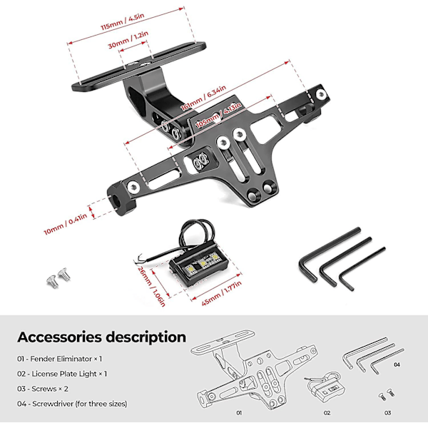 Motorcykel Nummerskylt Hållare Fender Eliminator Kit Universal Motorcykel Nummerskylt Hållare Fäste Motorcykel Svans Snygg