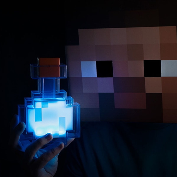 Minecraft Potion Bottle fargeskiftende LED-bordlampe, 7-tommers nattlampe
