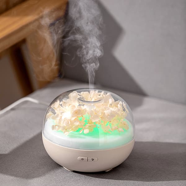 Forever Flower Luftfuktare LED Nattlampa Aromaterapi Diffuser (Beige)