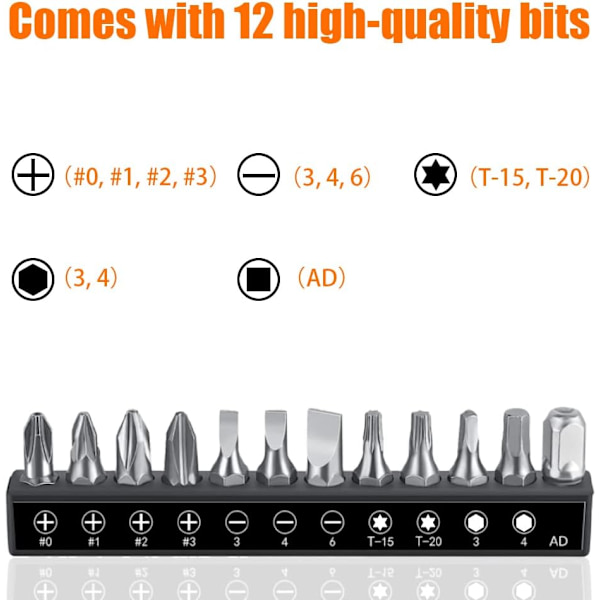 Set 13 st 110 mm, 1/4" mini-spärrnycklar och 12 modeller med drivbitar med 1/4 tums drivning med högt vridmoment minispärrverk