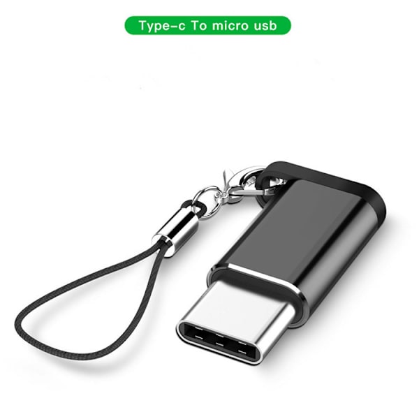 Nøglering Android til Type-c Mobiltelefon Adapter USB til Micro Data Opladningshoved (10 stykker, tilfældig farve)