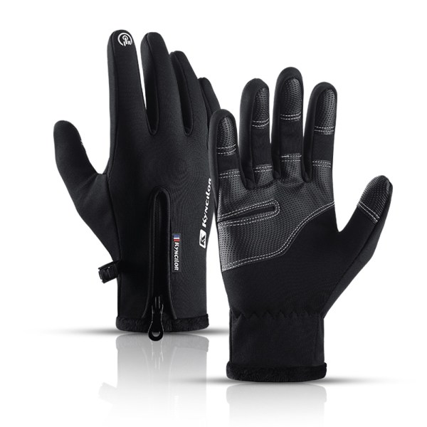 Höst- och vintersporter Plysch varma handskar för män och kvinnor Pekskärm skidåkning Kallbeständiga utomhushandskar (svarta)