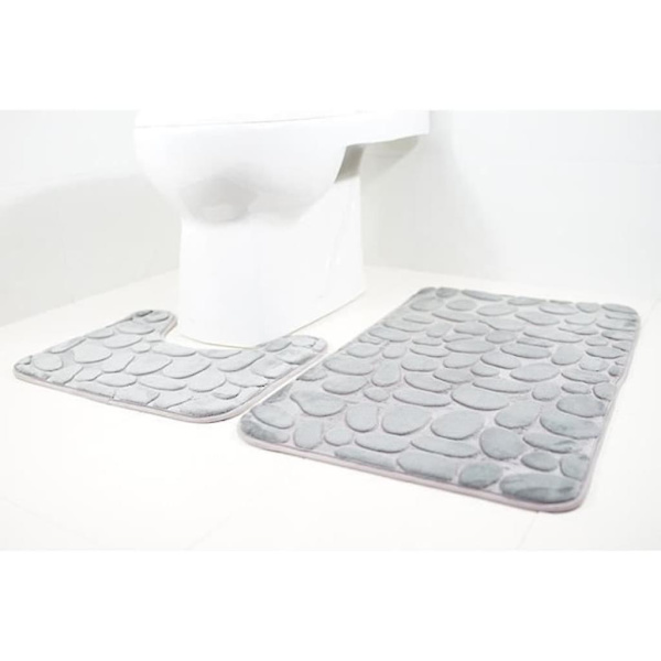 Toiletlåg Toiletmåtte Badeværelse skridsikker måtte 3-delt sæt, flannel gulvmåtte