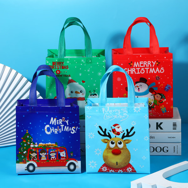 10 stk. kreative trykte juleserie tote bag multi-c