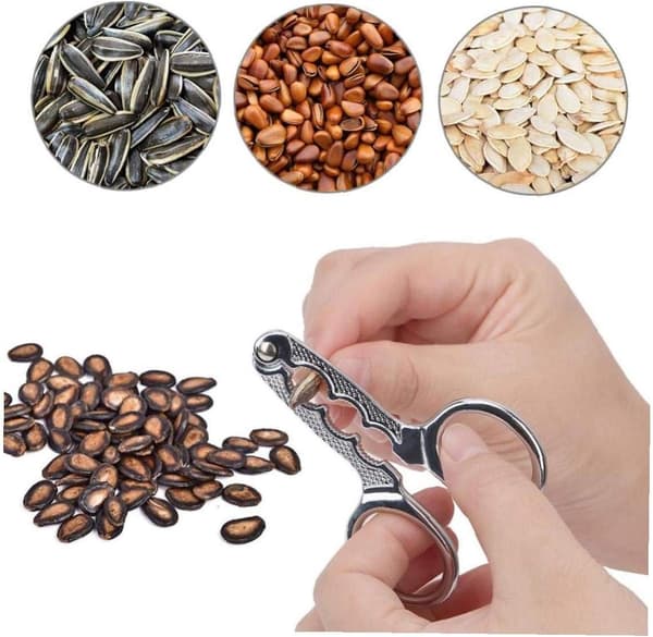 Multi-funksjon Pine Nut Sheller Melonfrø Nøtteknekker Tang Saks Pistachio Åpner Cla