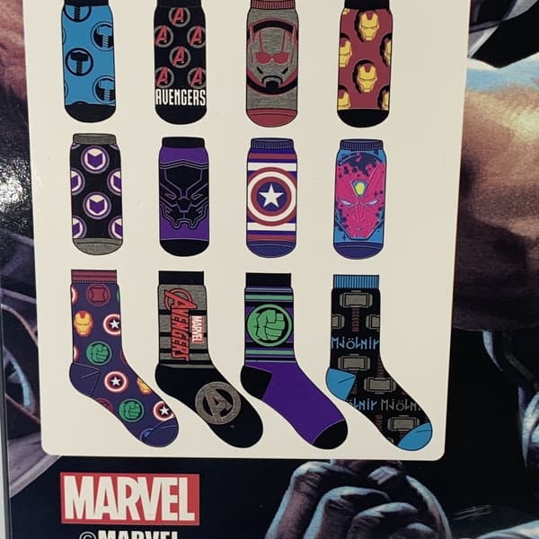 Avengers Marvel Heroes 12 par strumpor presentförpackning 12 dagar adventskalender gåva A