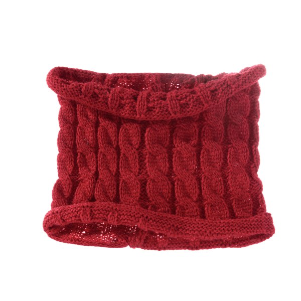 Barns 3-delade kostym halsduk handskar stickad mössa ull enfärgad twist varmt och kallt skydd (röd)