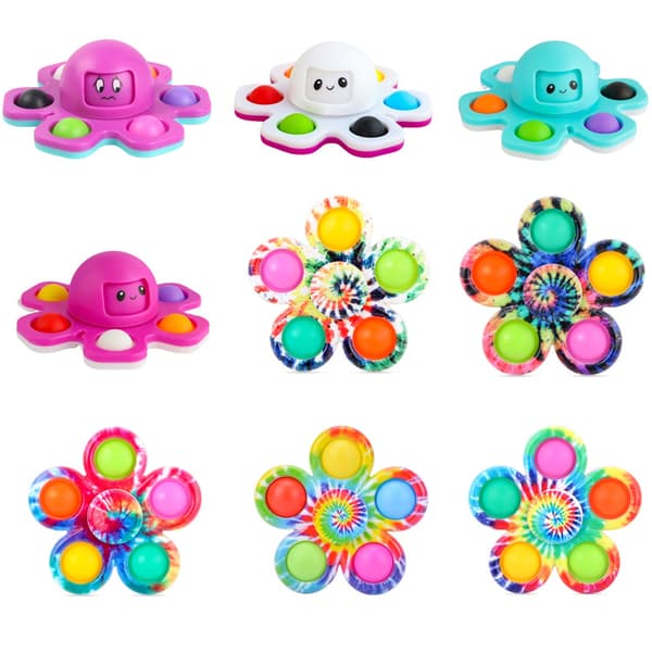 6-pack, Tie Dye Push Pop Bubble Sensuella Fidget Leksaker, Stressreducering