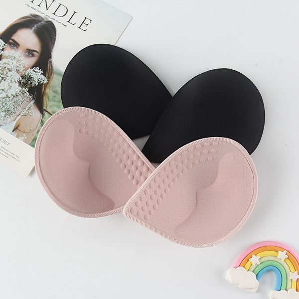 4 Par Latex Brystindlæg Fortykket med Blød Berøring Drop Cups for at Øge Åndbarhed og Anti-genskin Tube Top Tube Top Indsats Dame BH (L, sort)