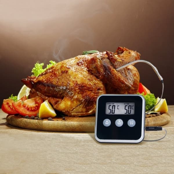 Digital Display C/f Mat Termometer Sond Timer Mätare Magnet Matlagning
