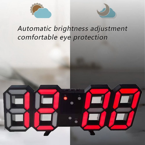 Intelligent 3d digital klocka väckarklocka Red