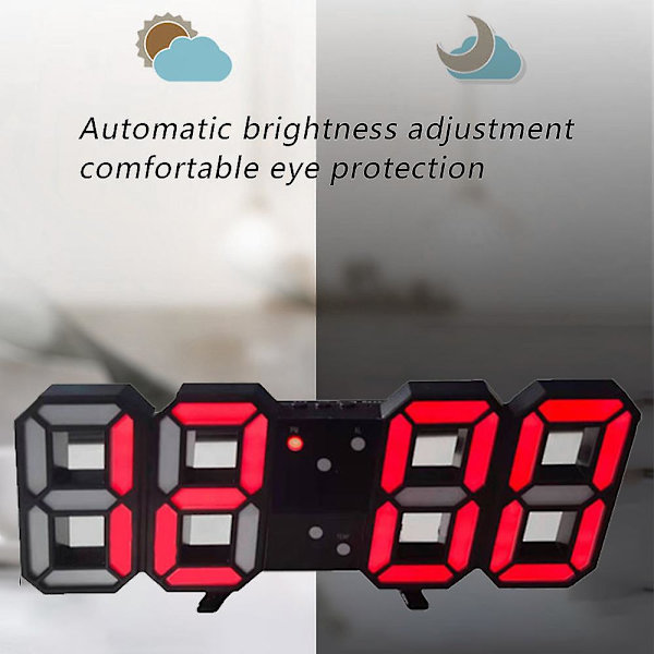 Intelligent 3D Digital Väckarklocka Red