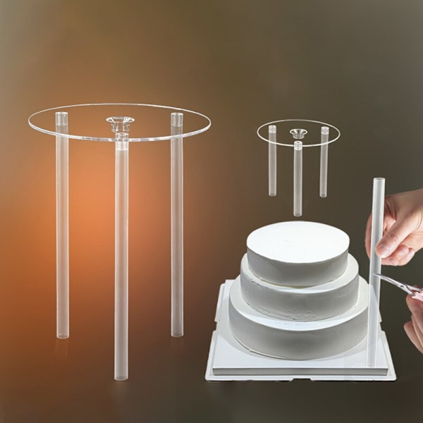 3-set Tårtstöd Halm Stativ Stativ Form Runda Stöd Avståndshållare Pålningsfäste Kök Gör-det-själv Tårtdekor Konditoriverktyg Muffinsställ Festdekor Svart/Tran