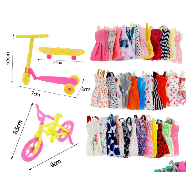 79 stycken Barbiedockatillbehör Litet set Princessdockatillbehör