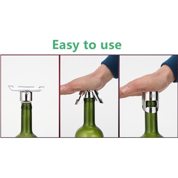 Champagneförseglingspropp, 2-pack rostfritt stål, återanvändbar mousserande vinflaskplugg, set med en längre tätningsplugg för att hålla fräsch, bra åtkomst
