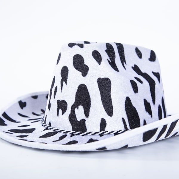 Ko-print, Hvid/Sort - Western-tema, Wild West-fest, Cowboyhat (One Size)