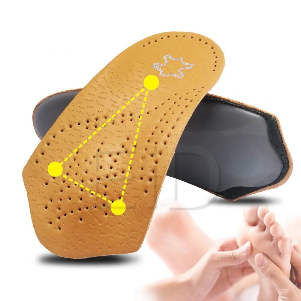 EiD Läder Ortopediska innersulor Ortotics Health Sole Pad för platt fot Häl Smärta Valvstöd Man Kvinna Sko innersula Inlägg EU  35/36