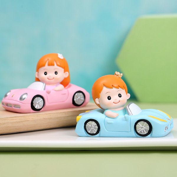 Bil Baby Baby Bakningsprydnader Fullmånefest Dessertbordsdekorationer Lättviktsdekorationer Små ornament 5,5*8cm