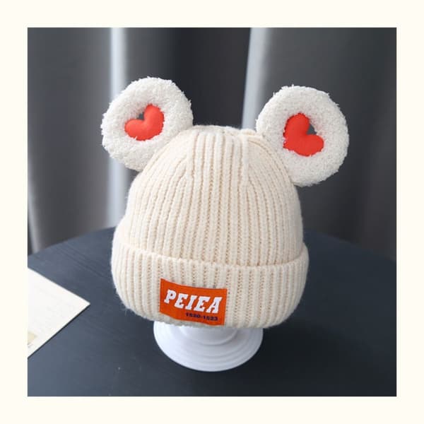 Nyår Röd Hatt Dam Höst och Vinter Varm Ull Tråd Tofs Pullover Mössa Handstickad hörselskydd Mössa Japansk