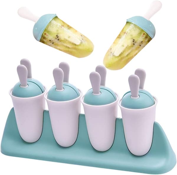 4 STK. Blå ispindeforme Genanvendelige gør-det-selv ispindeforme, køkken ispindeforme til børn og voksne gør-det-selv is yoghurt gelé
